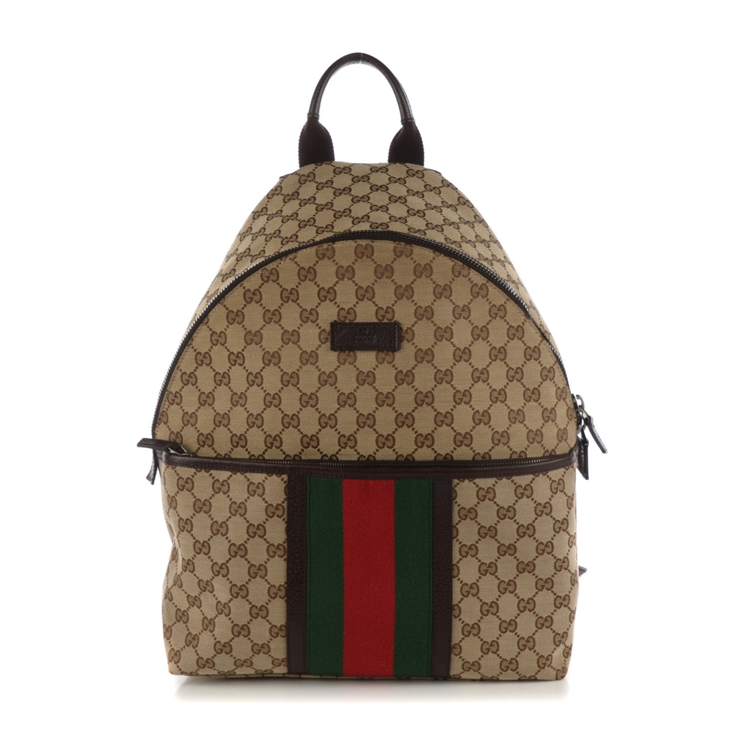 GG Monogram Web Medium Classic Backpack Brown