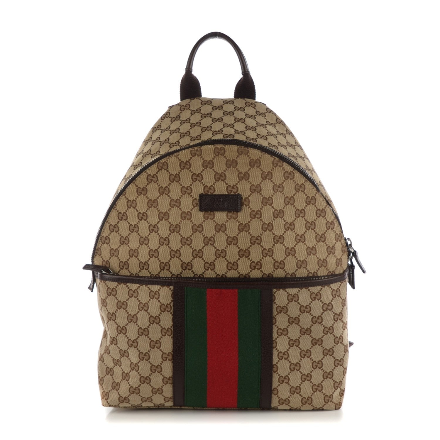 Gucci GG Monogram Web Medium Classic Backpack Brown 1 of 7