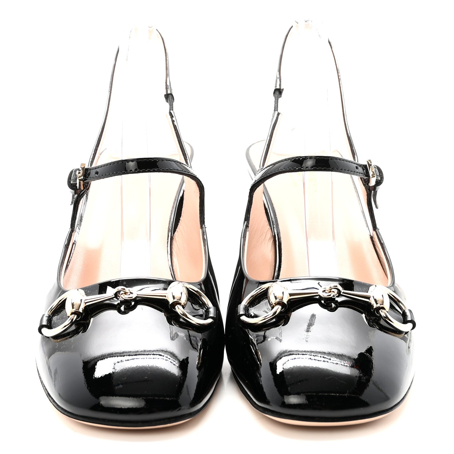 Gucci Patent Womens Horsebit Slingback Pumps 38 Black 3 of 10