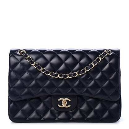Chanel Lambskin Quilted Jumbo Double Flap Navy 1 of 4