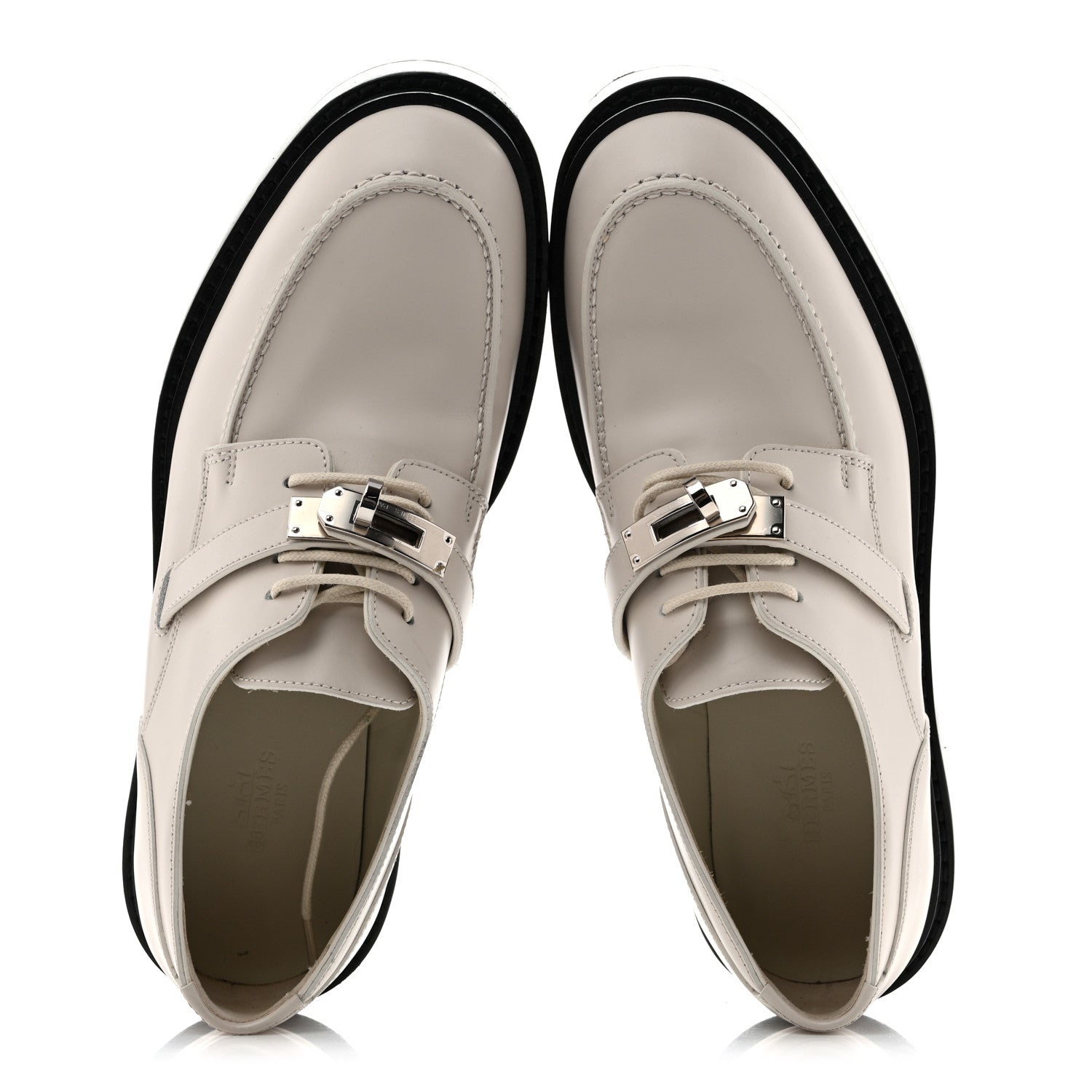 Hermes Glossed Calfskin First Derby 36.5 Beige Glaise 2 of 12