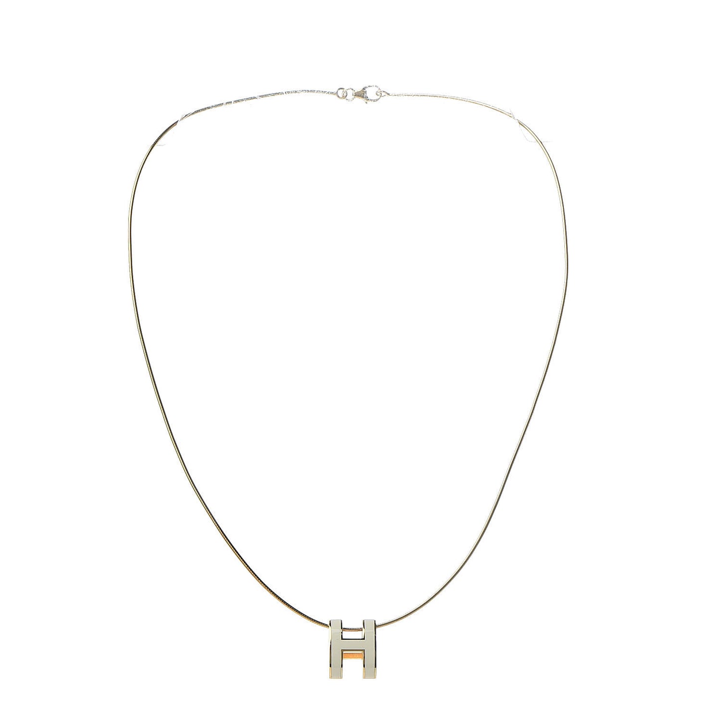 Lacquered Gold Pop H Pendant Necklace White