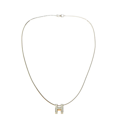 Hermes Lacquered Gold Pop H Pendant Necklace White 3 of 7