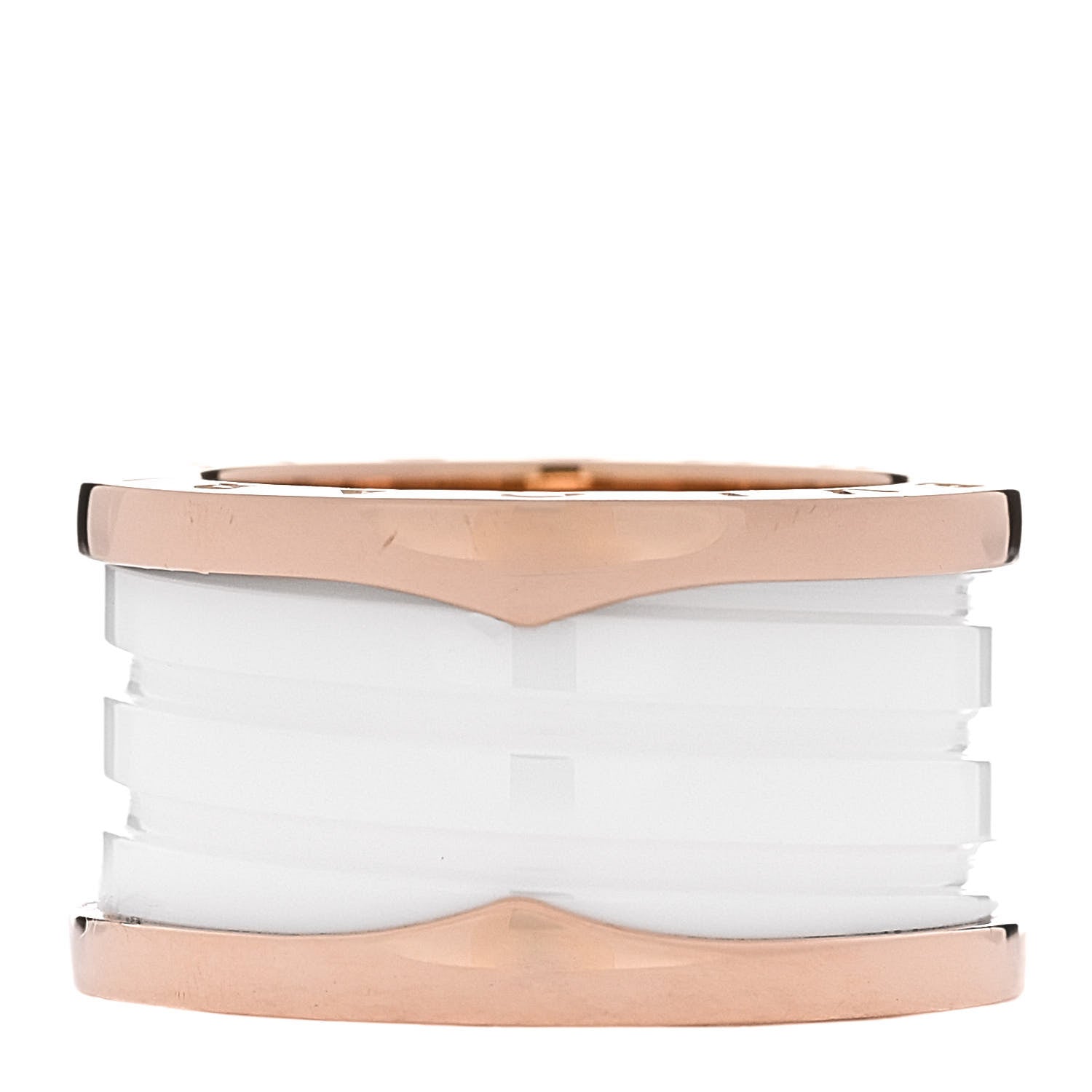 Bulgari 18K Rose Gold White Ceramic B.Zero1 Four-Band Ring 53 6.5 3 of 6