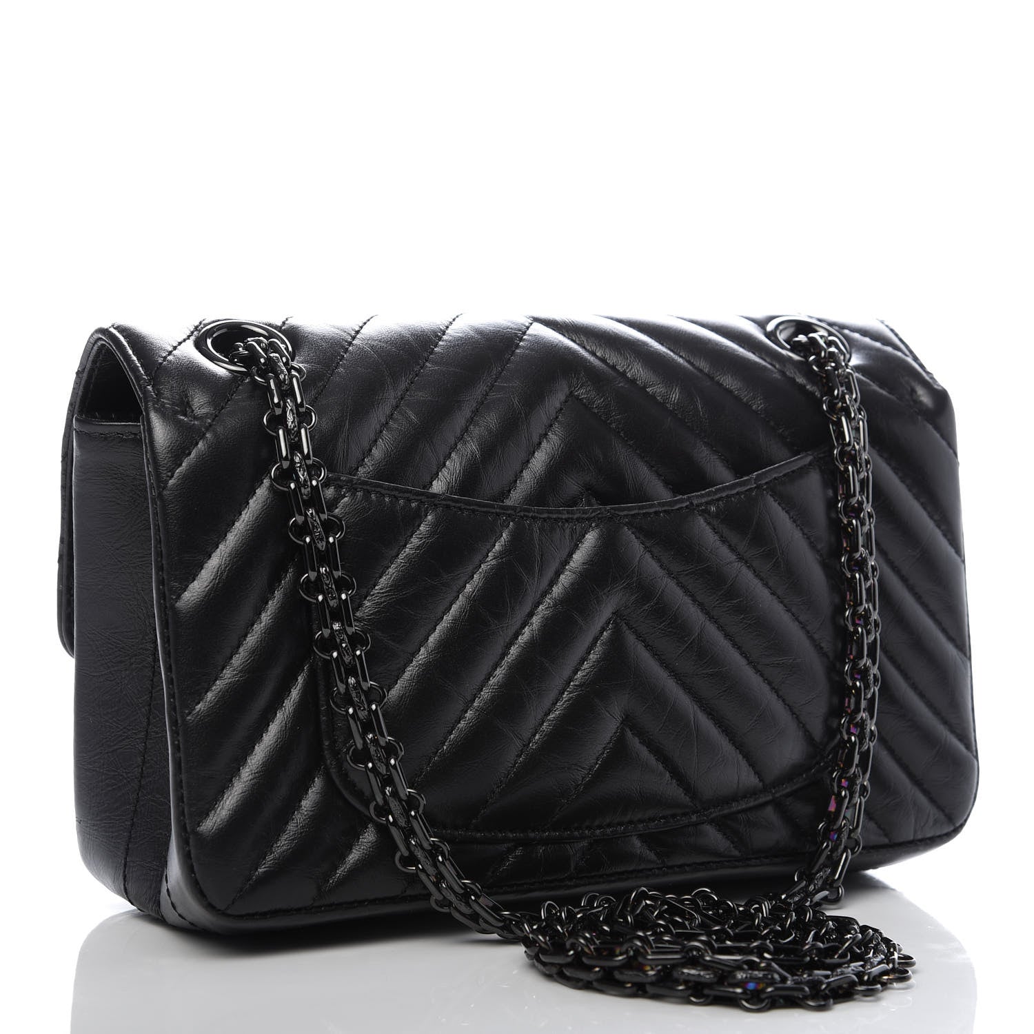 Chanel Aged Calfskin Chevron Quilted 2.55 Reissue Mini Flap So Black 2 of 8