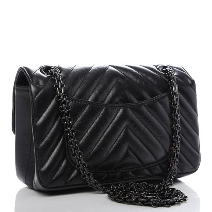 Chanel Aged Calfskin Chevron Quilted 2.55 Reissue Mini Flap So Black 2 of 13