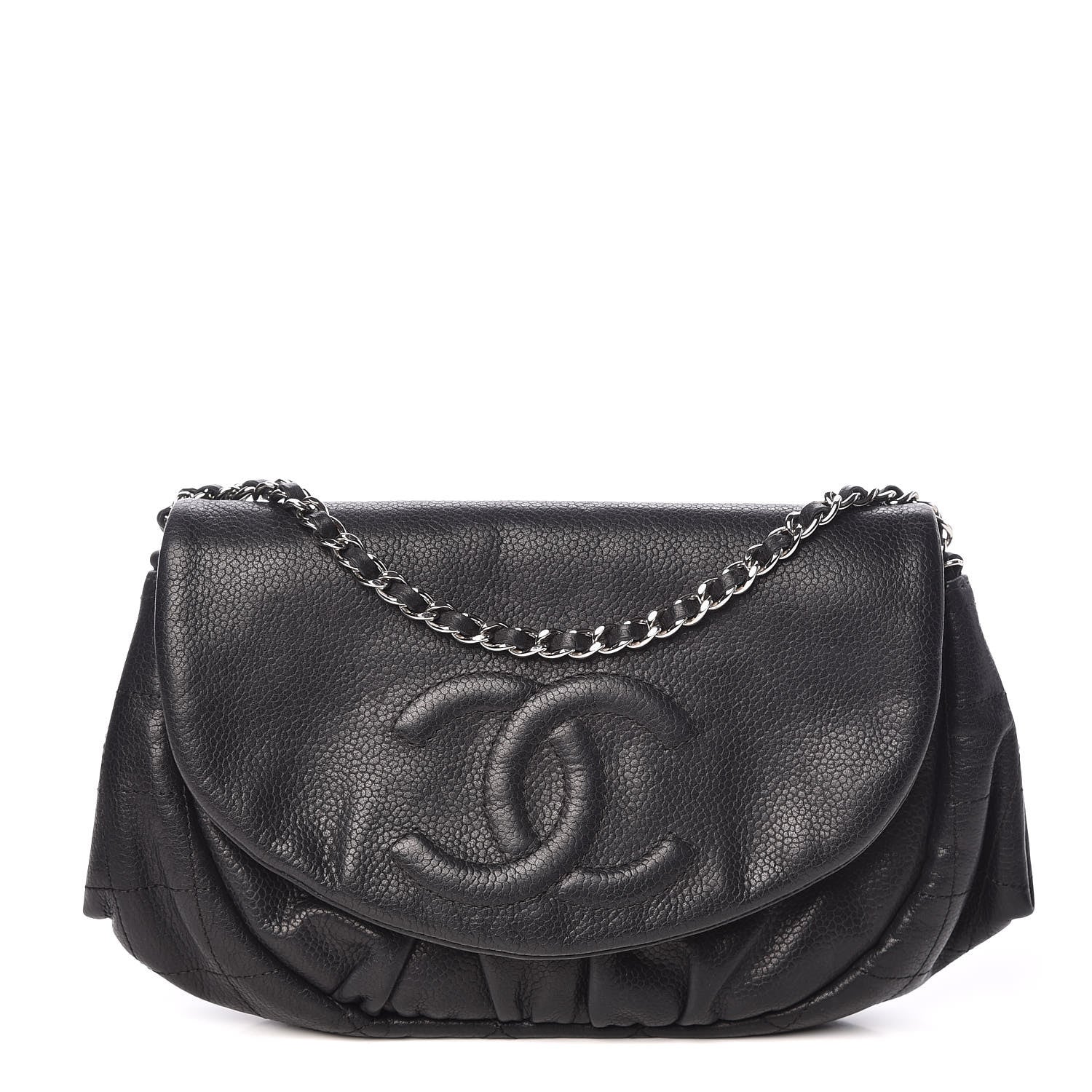 Chanel Caviar Half Moon Wallet On Chain WOC Black 1 of 12