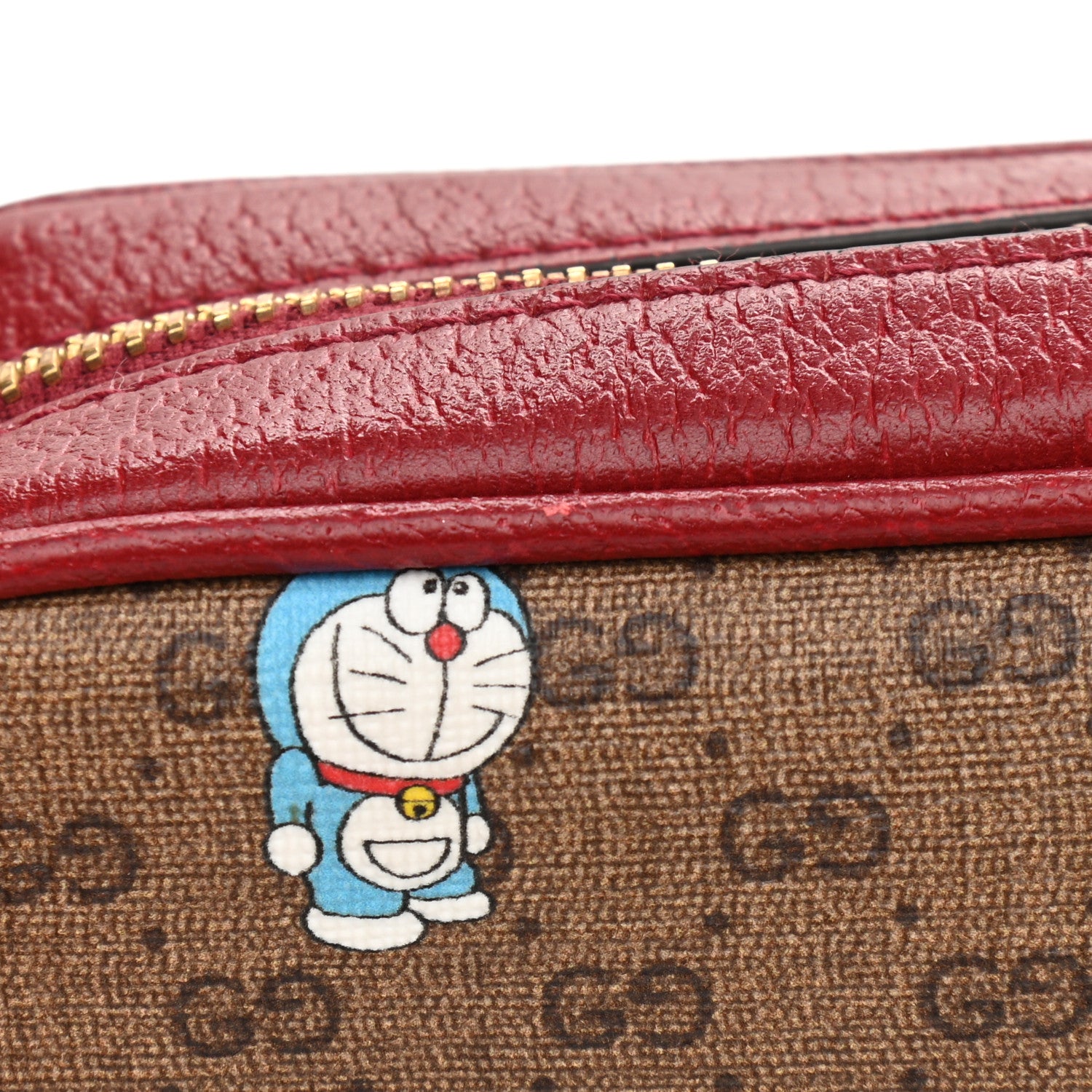 Gucci X DORAEMON Mini Vintage GG Supreme Monogram Camera Bag Beige Cherry Red 13 of 15