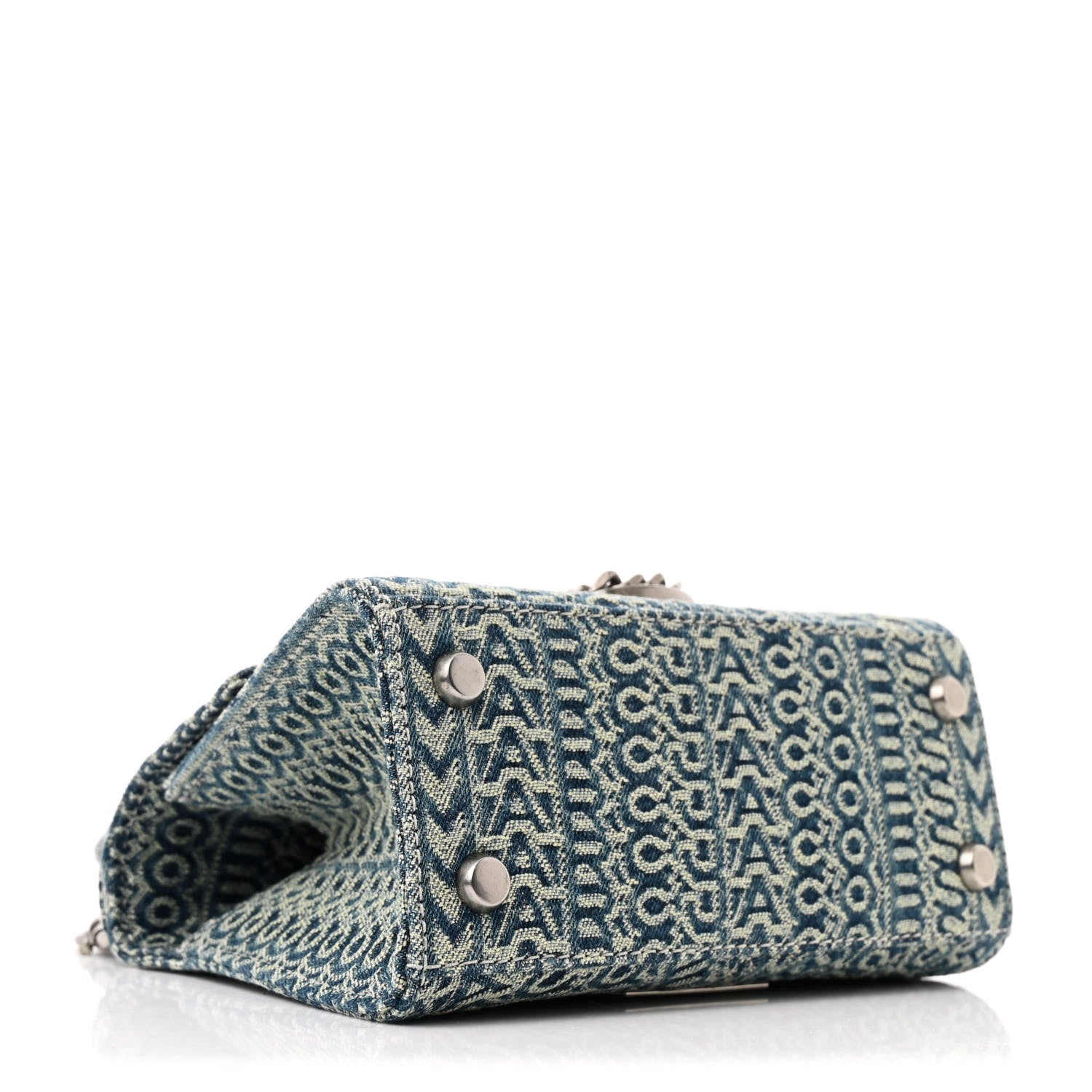 Marc Jacobs Sun Faded Denim Monogram The St Marc Mini Top Handle Bag Blue 4 of 13