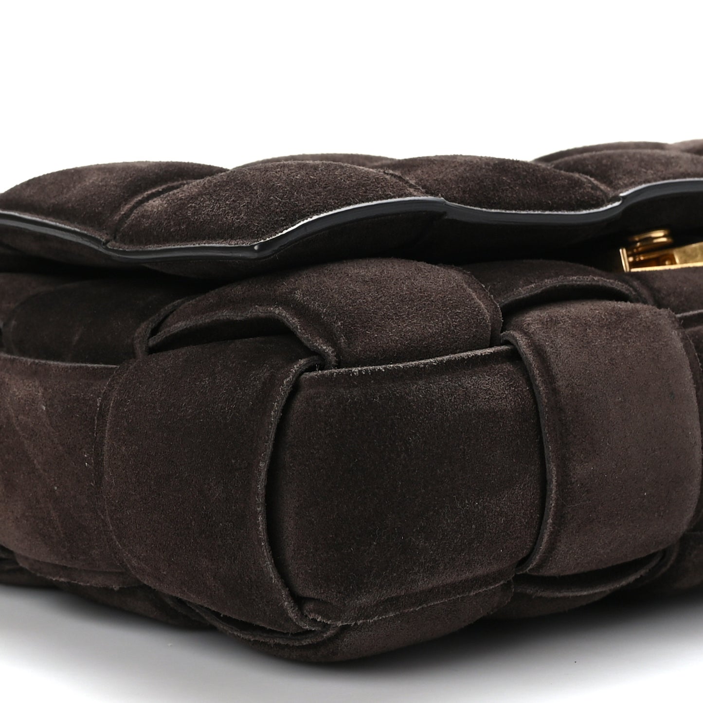 Suede Maxi Intrecciato Padded Chain Cassette Crossbody Bag Fondant