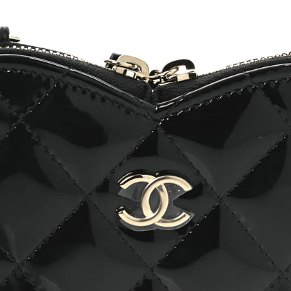 Chanel Patent Calfskin Resin Quilted CC Heart Clutch With Chain Black 12 of 21