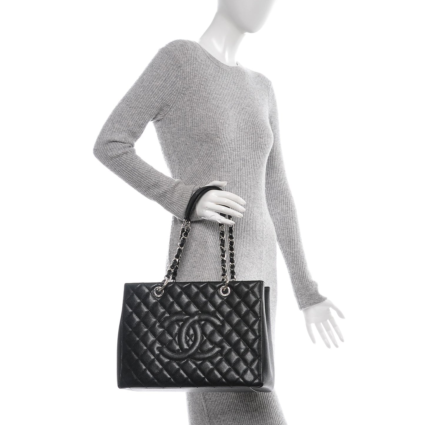 Caviar Quilted Grand Shopping Tote GST Black