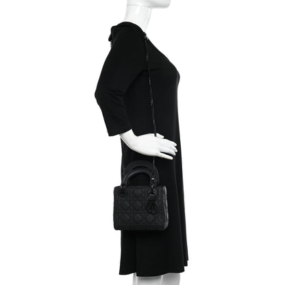 Christian Dior Ultra Matte Calfskin Cannage Mini Lady Dior Black 2 of 9