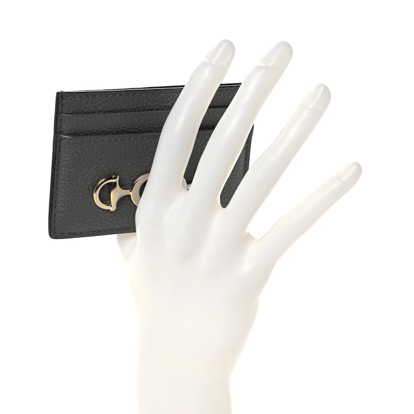Grainy Calfskin Zumi Card Holder Dusty Grey
