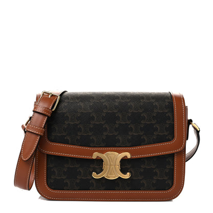 Celine Triomphe Canvas Calfskin Medium Triomphe Bag Tan 1 of 9