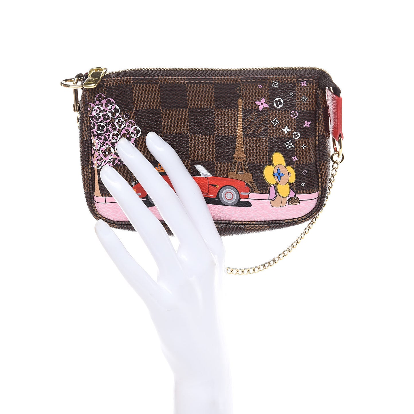 Damier Ebene 2019 Christmas Animation Mini Pochette Accessories Red