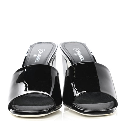 Chanel Patent CC Mules 40 Black White 2 of 9