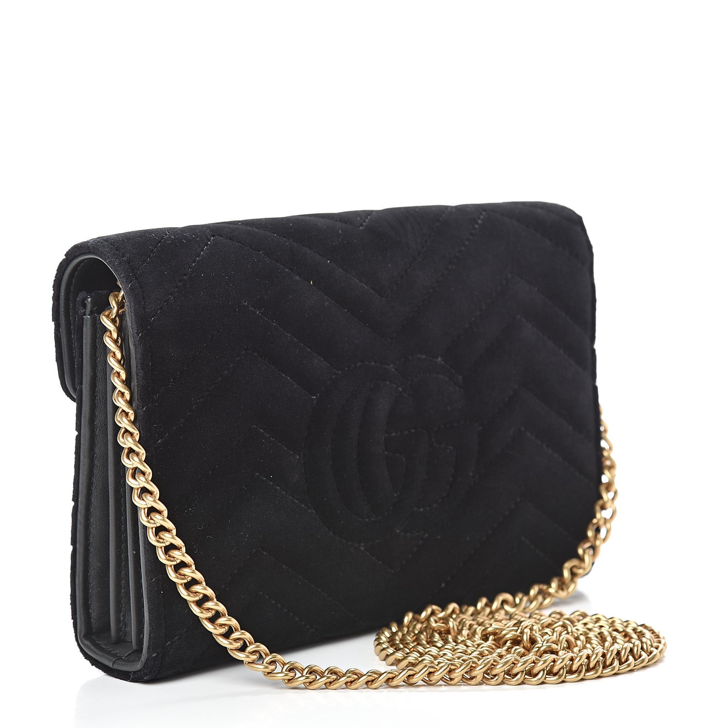 Velvet Matelasse GG Marmont Chain Wallet Black