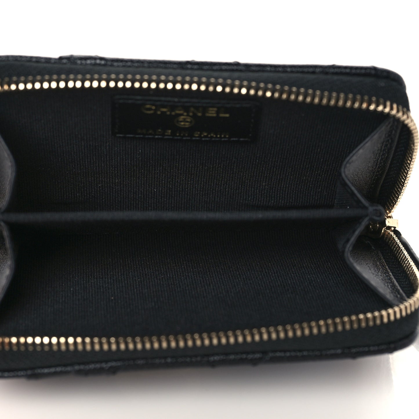 Caviar Quilted Studded CC Zip Card Holder Black