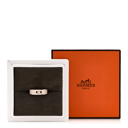 Hermes 18K Rose Gold Diamond PM H D'Ancre Pave Ring 53 6.25 5 of 5