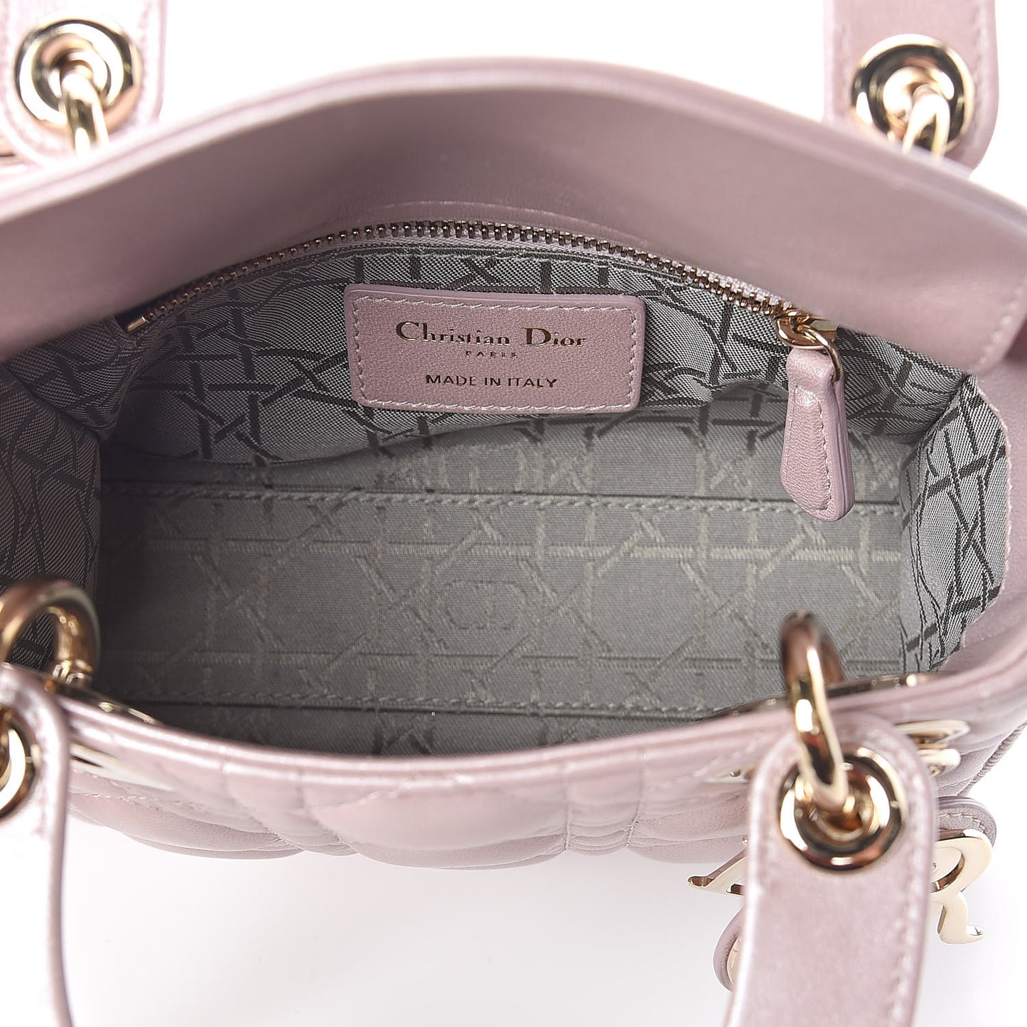 Metallic Lambskin Cannage Mini Lady Dior Lotus