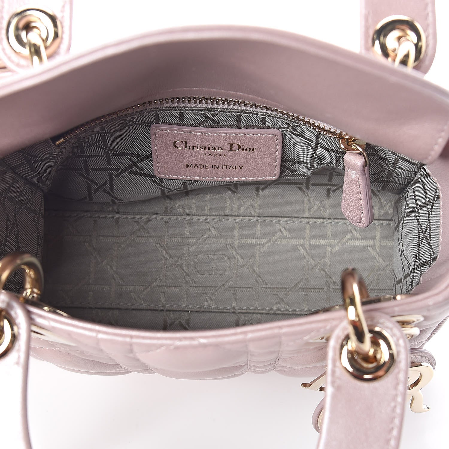Christian Dior Metallic Lambskin Cannage Mini Lady Dior Lotus 5 of 8