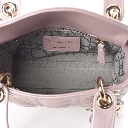 Christian Dior Metallic Lambskin Cannage Mini Lady Dior Lotus 5 of 8