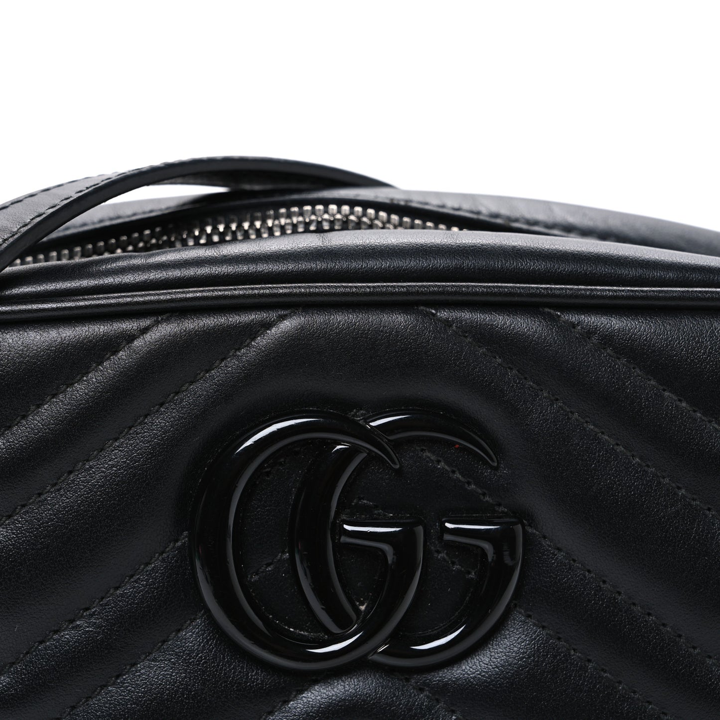 Calfskin Matelasse Monochrome Small GG Marmont Chain Shoulder Bag Black