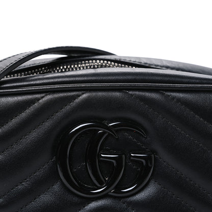 Gucci Calfskin Matelasse Monochrome Small GG Marmont Chain Shoulder Bag Black 9 of 11