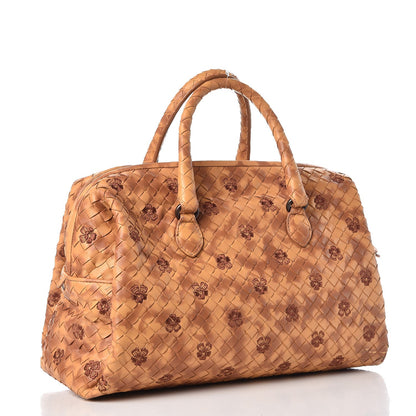 Bottega Veneta Nappa Intrecciato Embroidered Satchel Brown 3 of 9