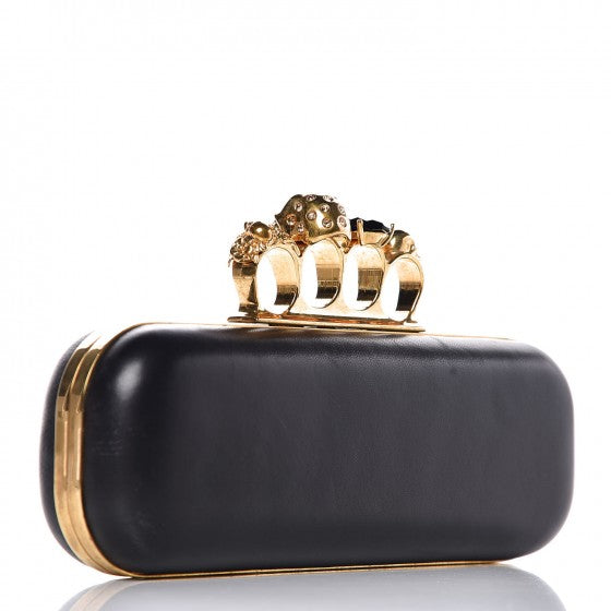 Nappa Chain Knuckle Box Clutch Black