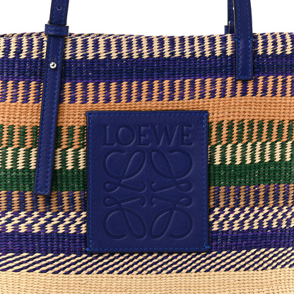 Loewe Raffia Small Square Basket Tote Bag Blue Multicolor 7 of 9