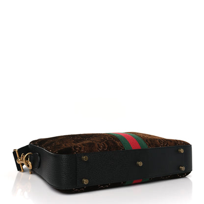 Gucci Velvet GG Supreme Monogram Textured Calfskin Web Medium Ophidia Briefcase Brown Black 4 of 10