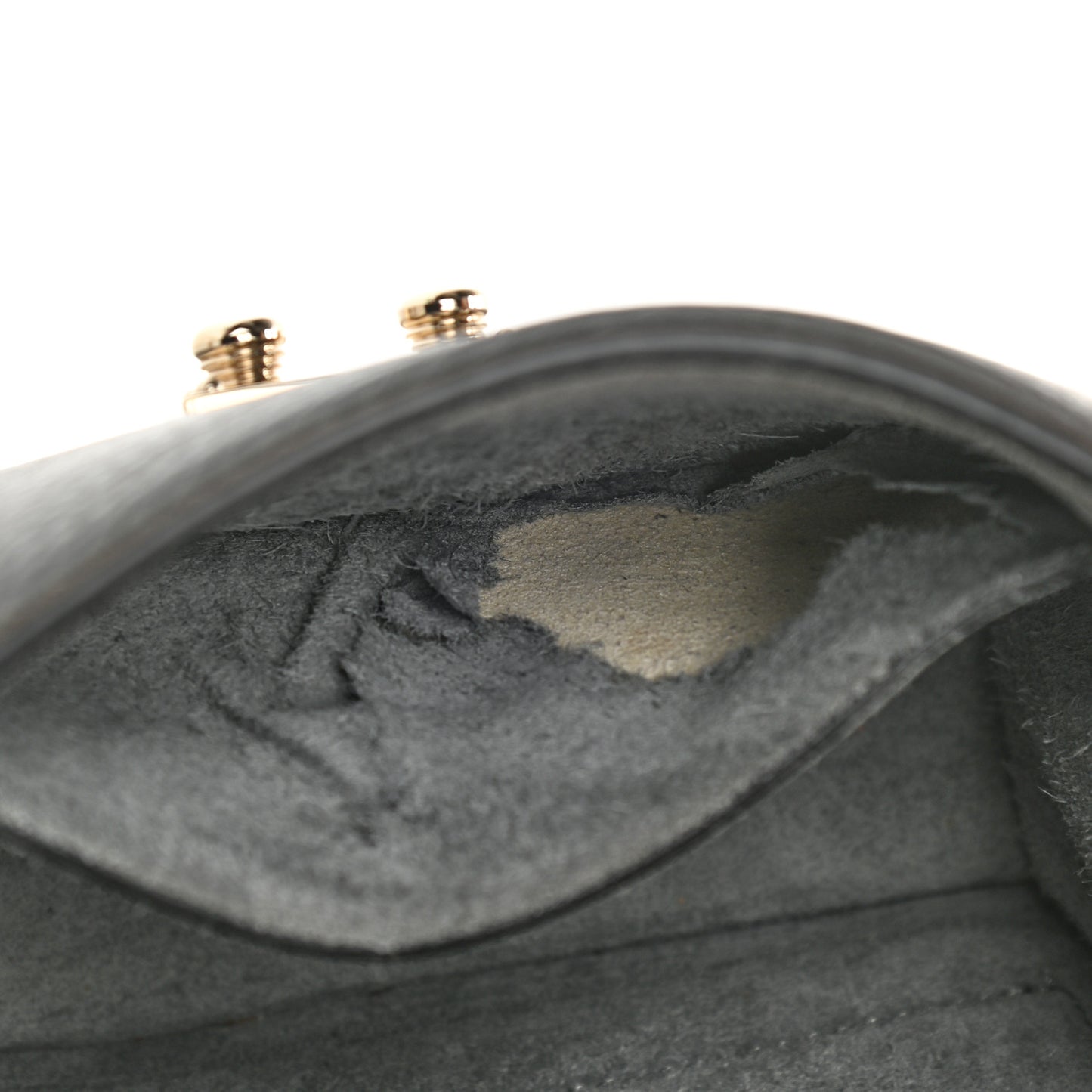 Pebbled Calfskin Small Glam Lock Rockstud Flap Gray