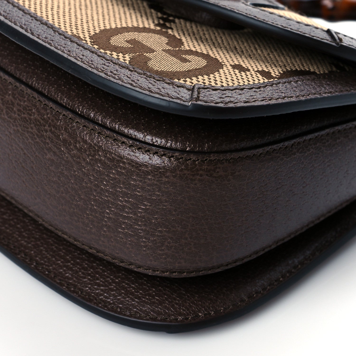 Gucci Monogram Jumbo GG Textured Dollar Calfskin Web Mini Bamboo 1947 Top Handle Bag Camel Ebony New Acero 10 of 12