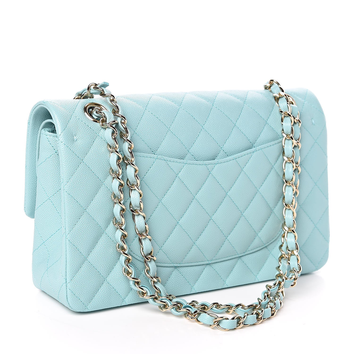 Chanel Caviar Quilted Medium Double Flap Light Blue 3 of 10