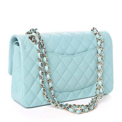 Chanel Caviar Quilted Medium Double Flap Light Blue 3 of 10