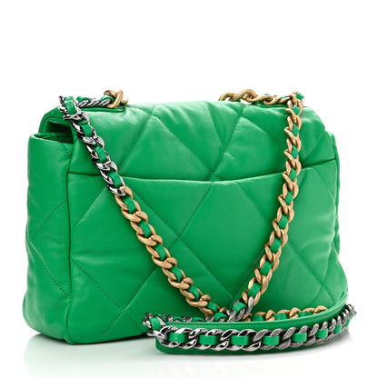 Chanel Goatskin Quilted Large Chanel 19 Flap Green 3 of 10