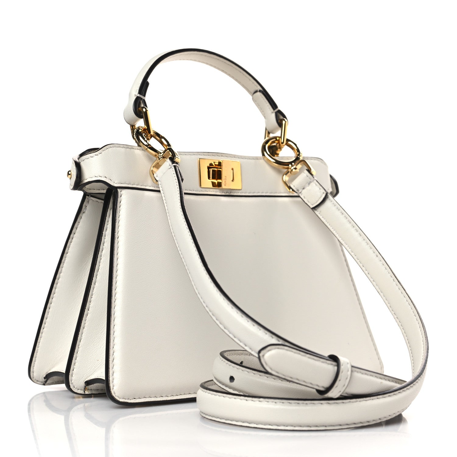 Fendi Shiny Nappa Petite Peekaboo I SEE U Satchel White 3 of 9
