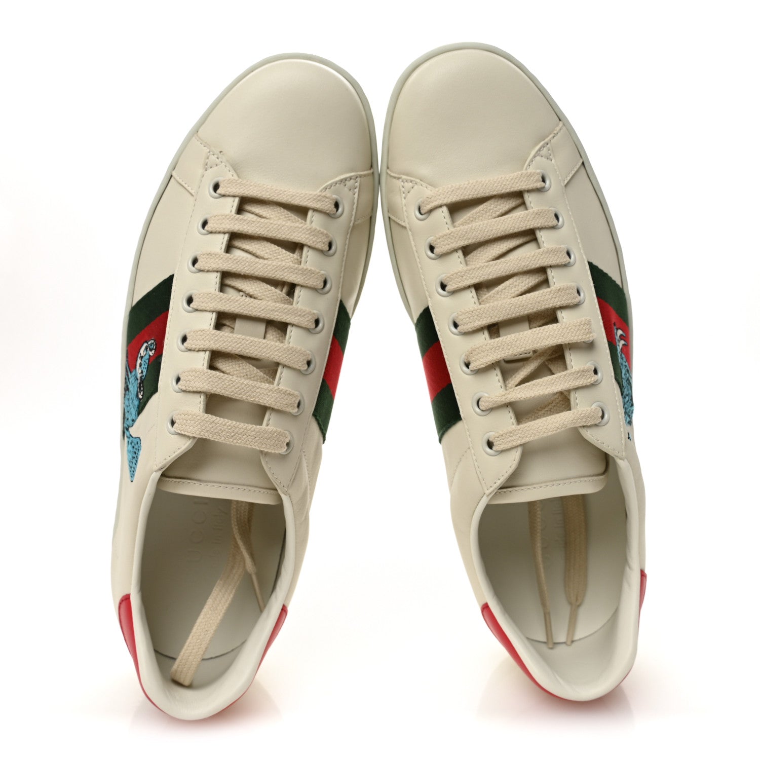 Gucci X FREYA HARTAS Calfskin Miro Soft Web Mythical Creature Embroidered Mens Ace Sneakers 8 New Mystic White 5 of 10