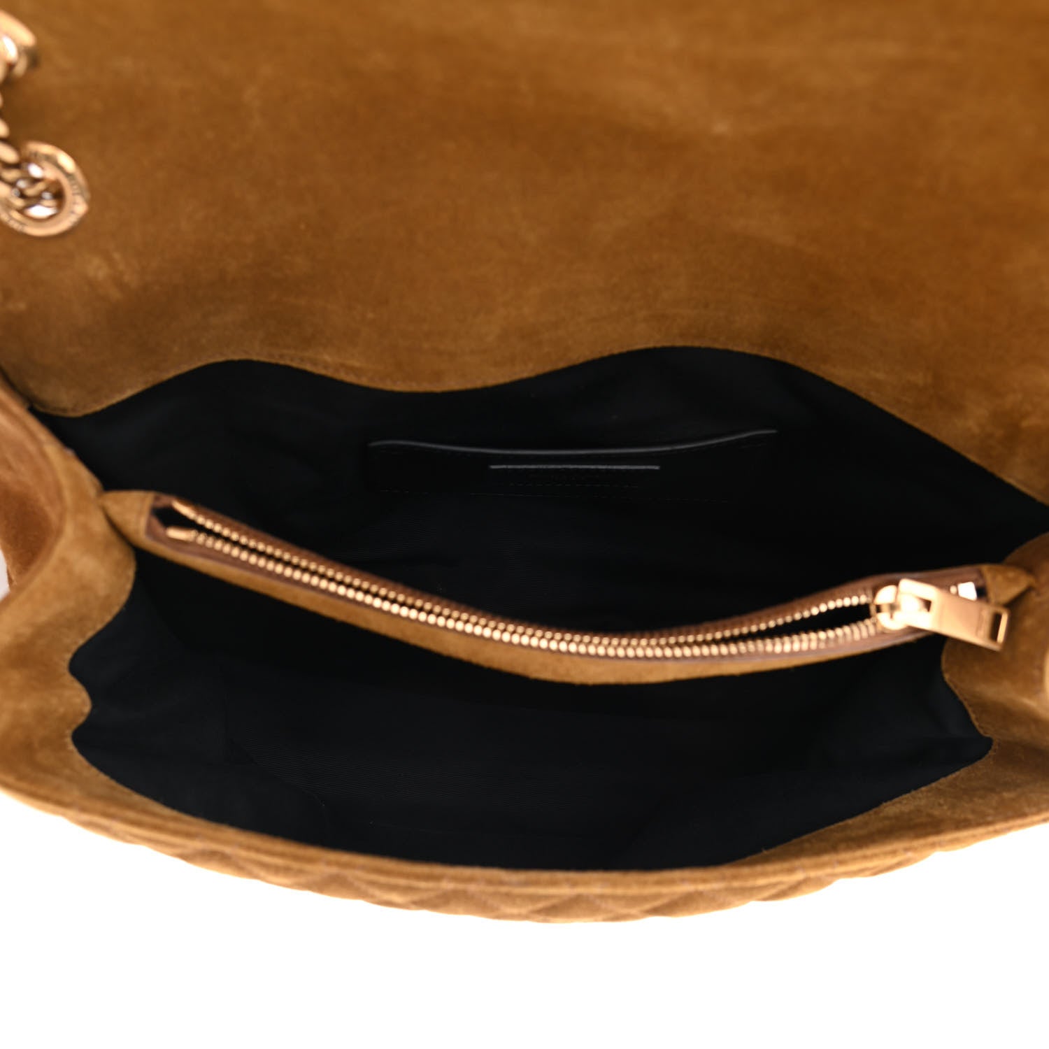 Saint Laurent Suede Mixed Matelasse Tri-Quilt Large Monogram Envelope Satchel Brown 5 of 8