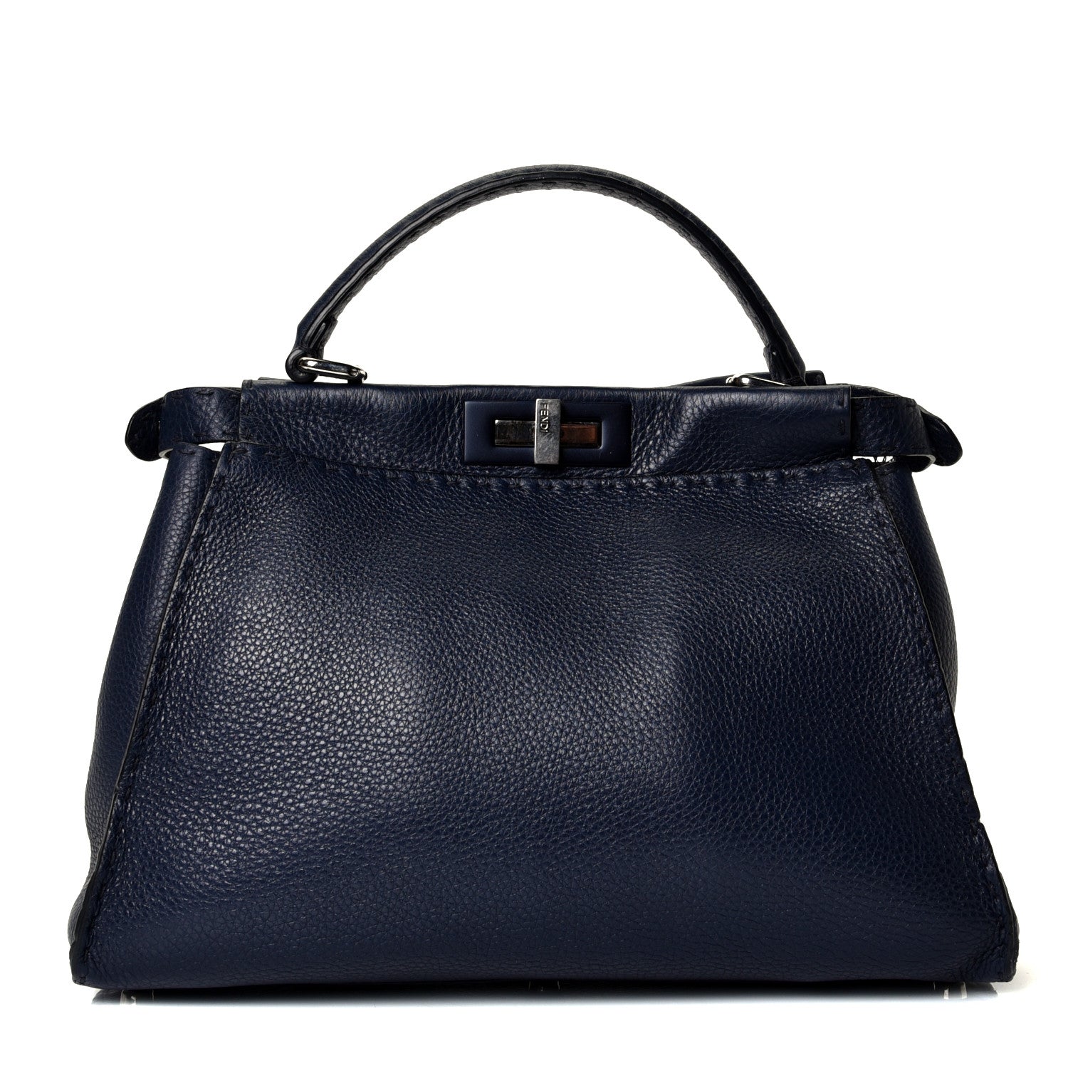 Fendi Cuoio Romano Selleria Medium Peekaboo Iconic Satchel Blue Notte 1 of 4