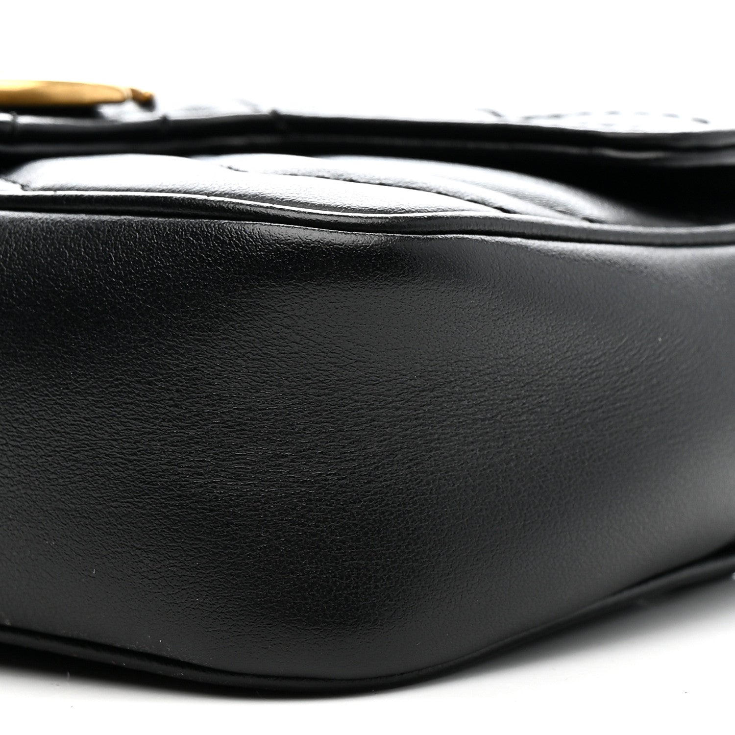 Gucci Calfskin Matelasse Super Mini GG Marmont Shoulder Bag Black 10 of 12