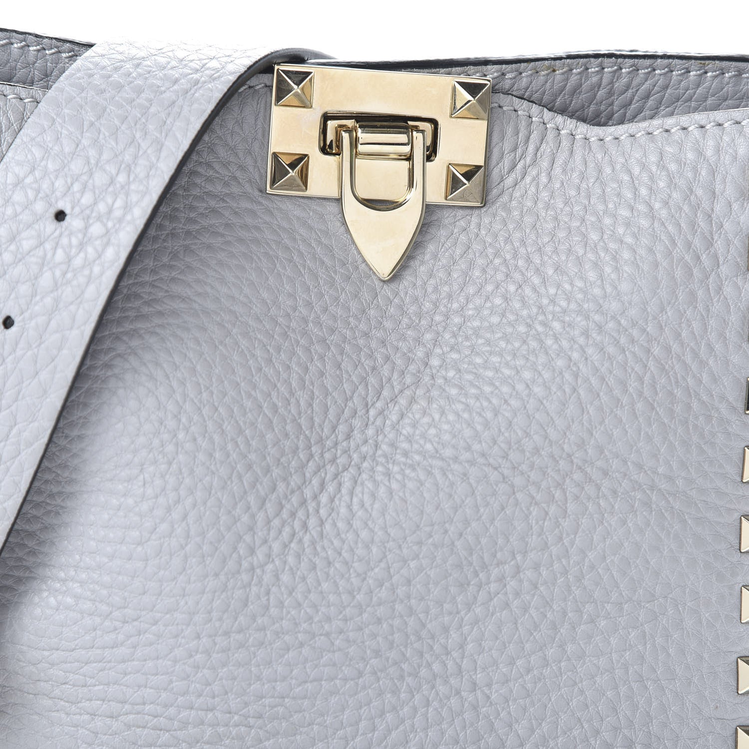 Valentino Garavani Pebbled Calfskin Mini Rockstud Flip-Lock Messenger Bag Pastel Grey 8 of 10