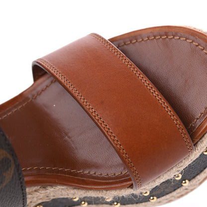 Louis Vuitton Monogram Calfskin Studded Wedge Sandals 39 12 of 15