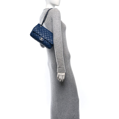 Chanel Lambskin Quilted Medium Double Flap Blue 2 of 11