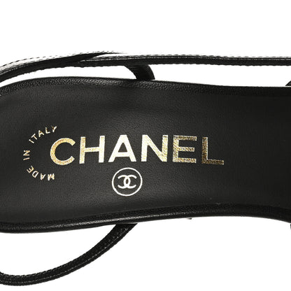 Chanel Lambskin Mixed Fibers Cap Toe CC Slingback Pumps 39 White Brown Black 8 of 10