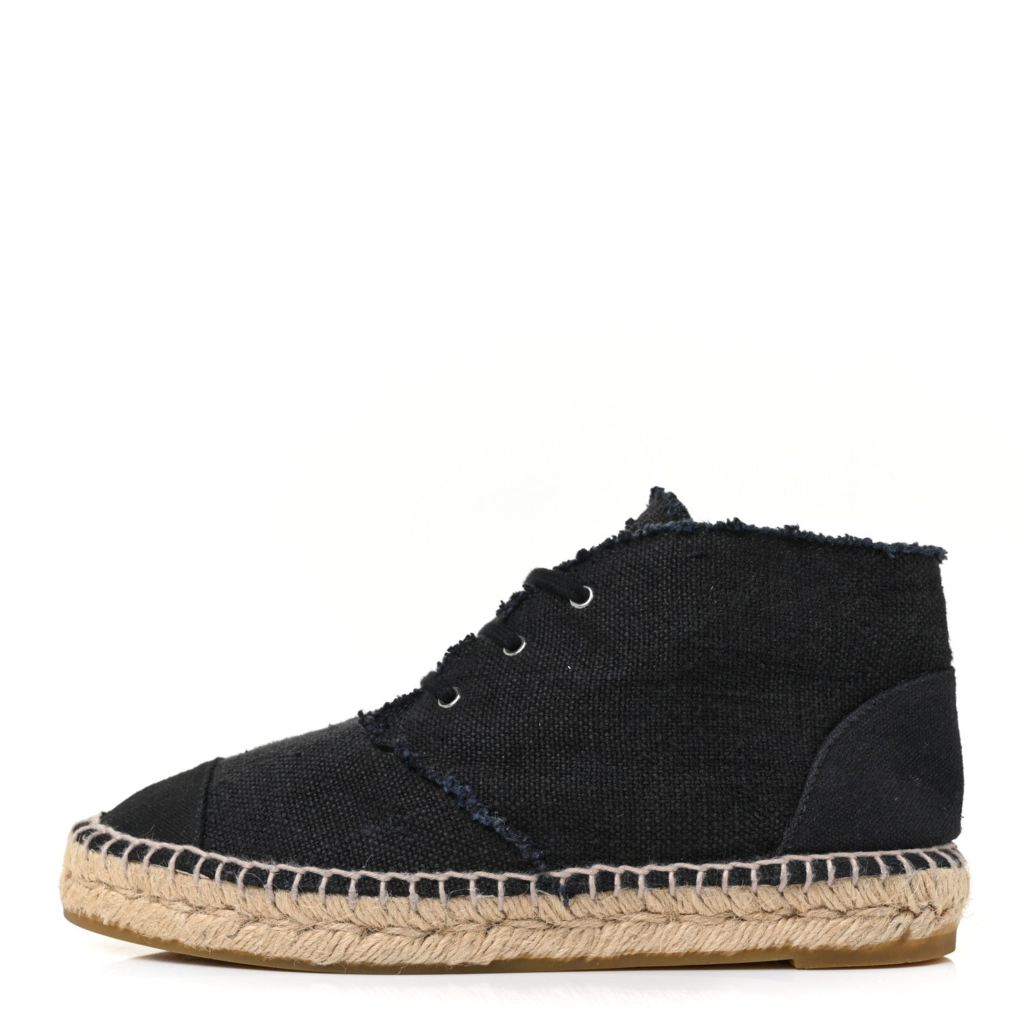 Chanel Canvas Cap Toe Lace Up Espadrilles 38 Dark Navy 1 of 9