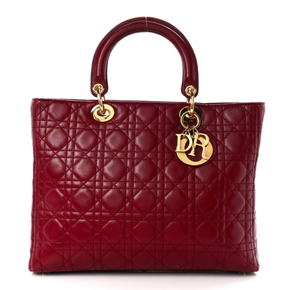 Christian Dior Lambskin Cannage Large Lady Dior Burgundy 1 of 15