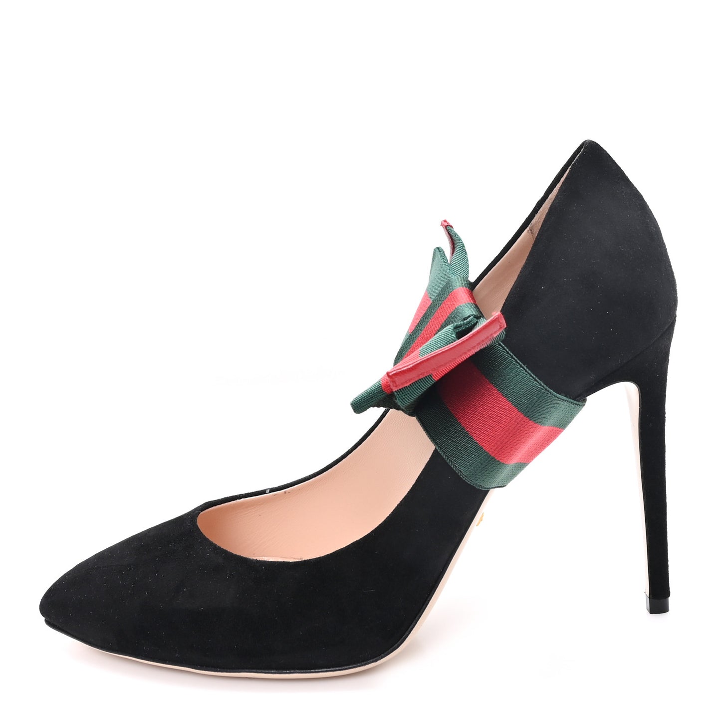 Kid Scamosciato Removable Web Bow High Heel Pumps 39.5 Black